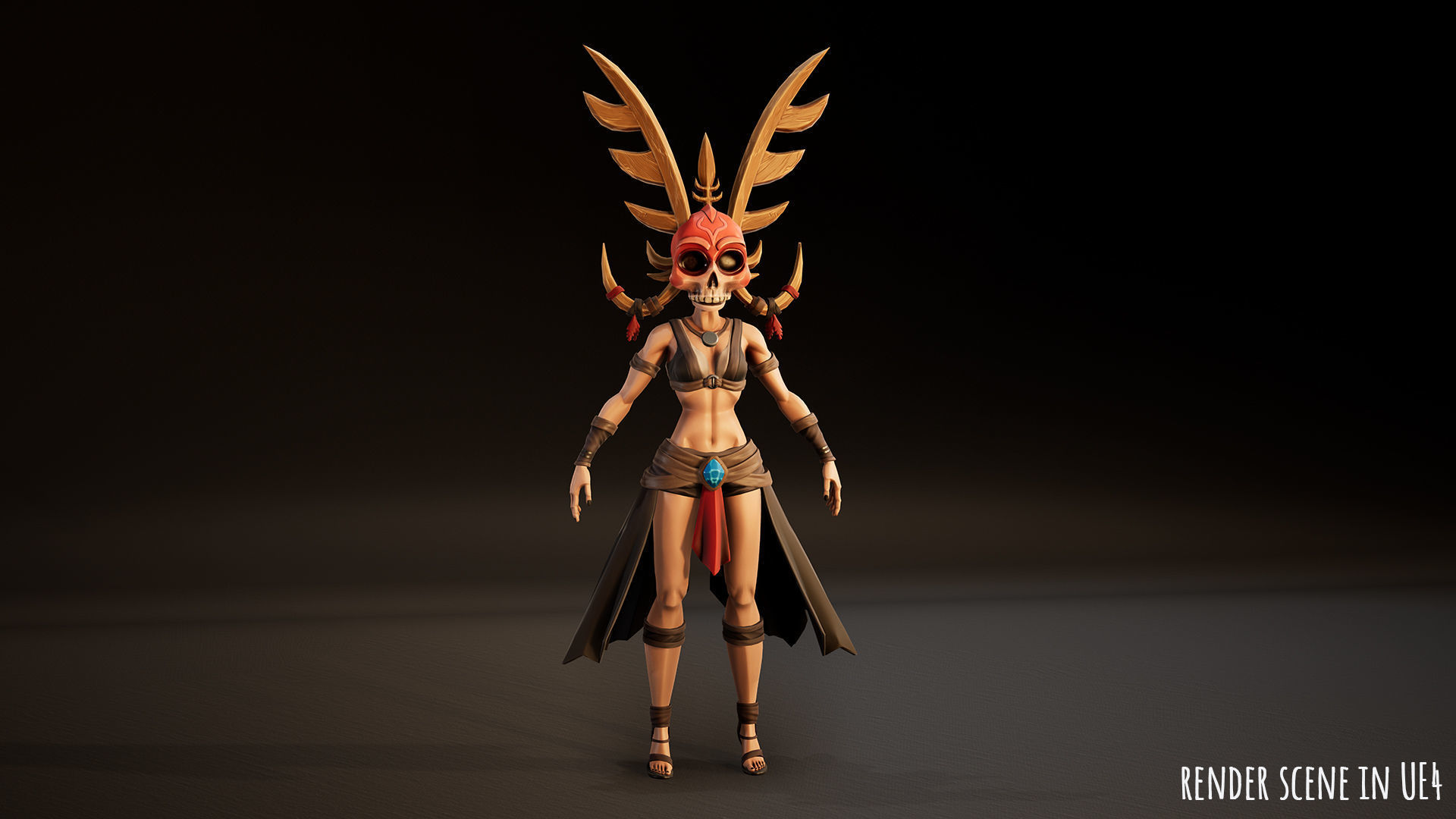 Stylized Female Horror 1 Low-poly 3D model_14