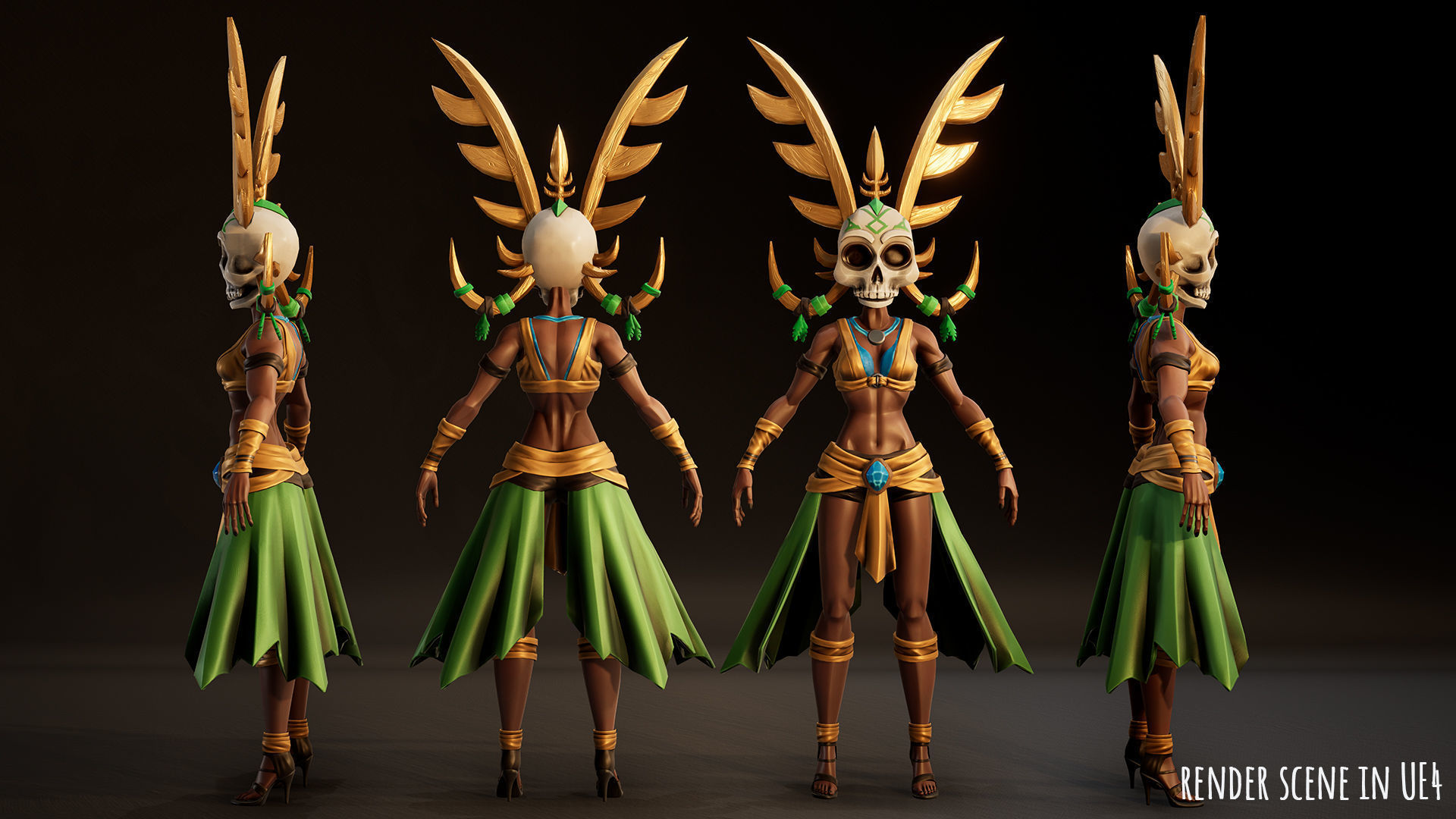 Stylized Female Horror 1 Low-poly 3D model_12