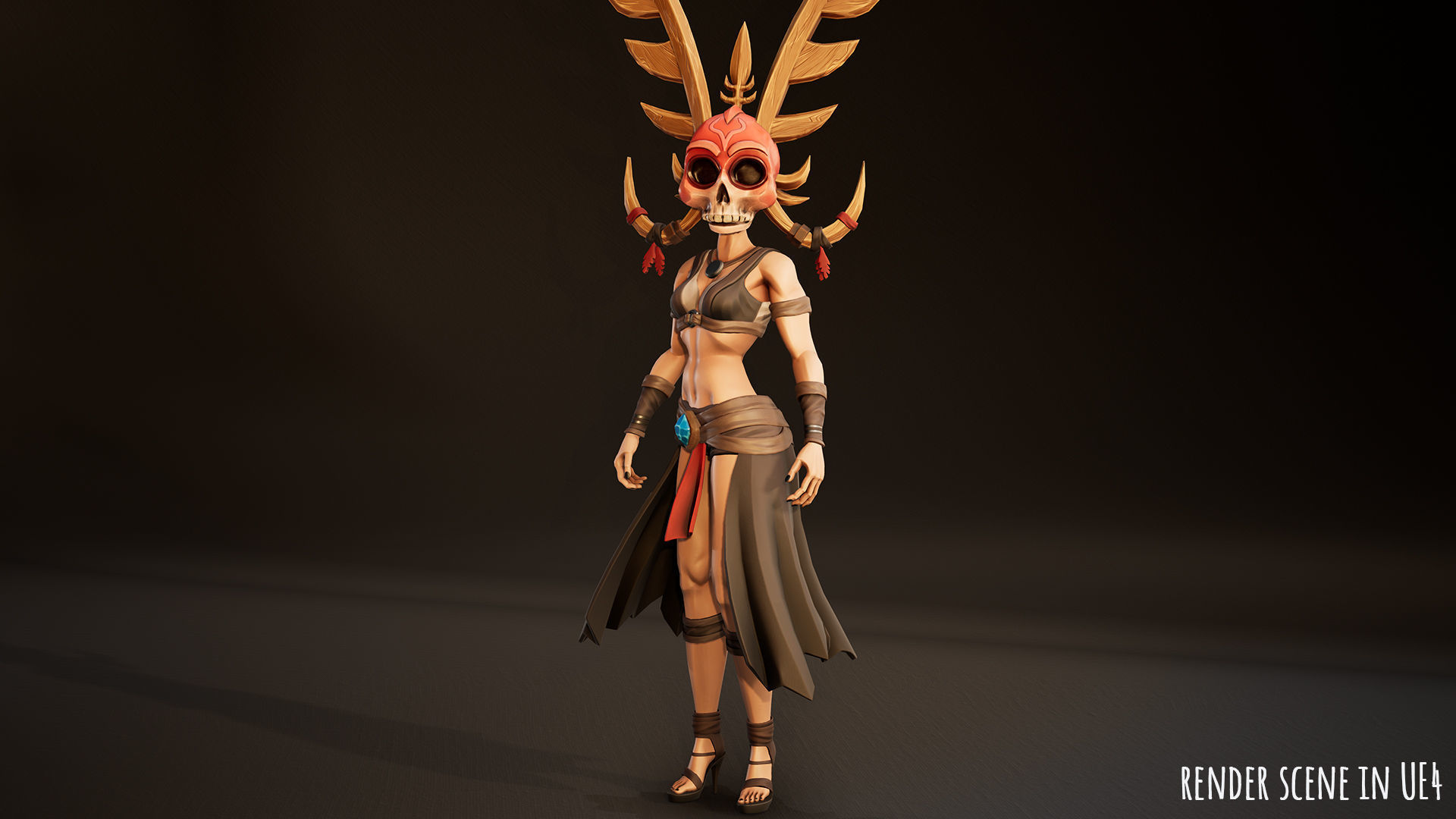 Stylized Female Horror 1 Low-poly 3D model_8