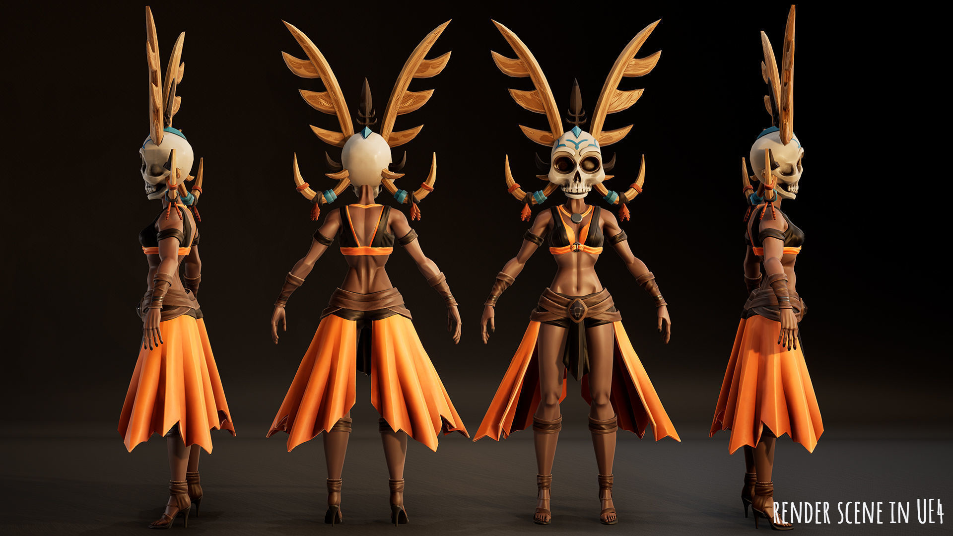 Stylized Female Horror 1 Low-poly 3D model_11