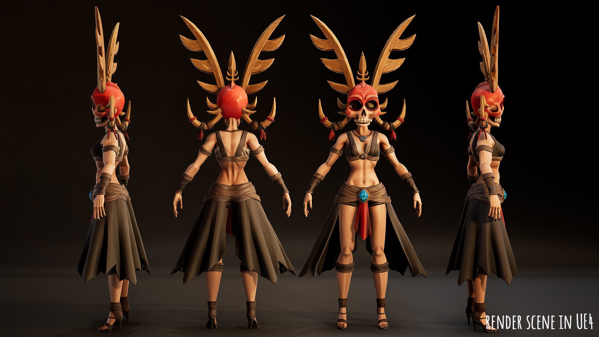 Stylized Female Horror 1 Low-poly 3D model_13