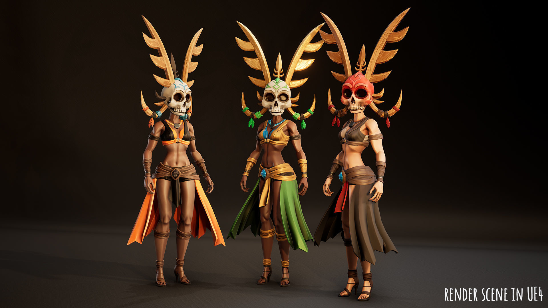 Stylized Female Horror 1 Low-poly 3D model_16