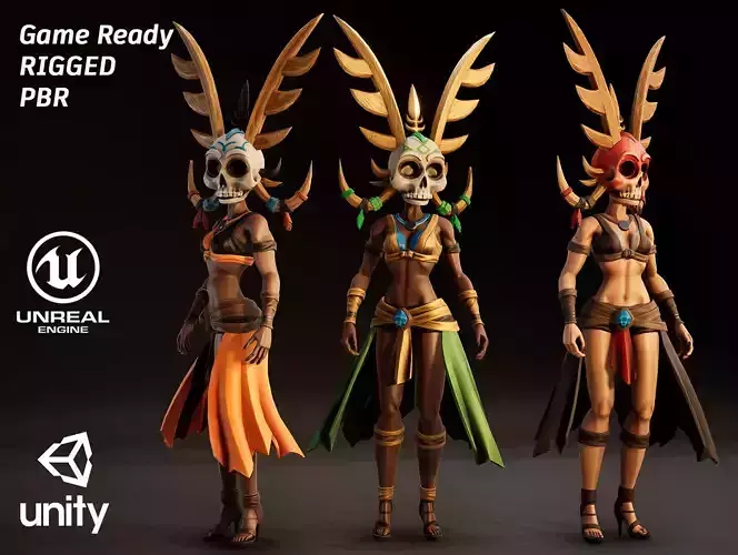 Stylized Female Horror 1 Low-poly 3D model Stylized Female Horror 1 Low-poly 3D model