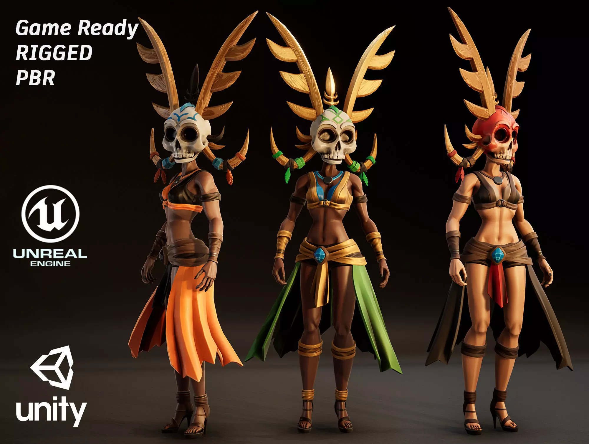 Stylized Female Horror 1 Low-poly 3D model_0