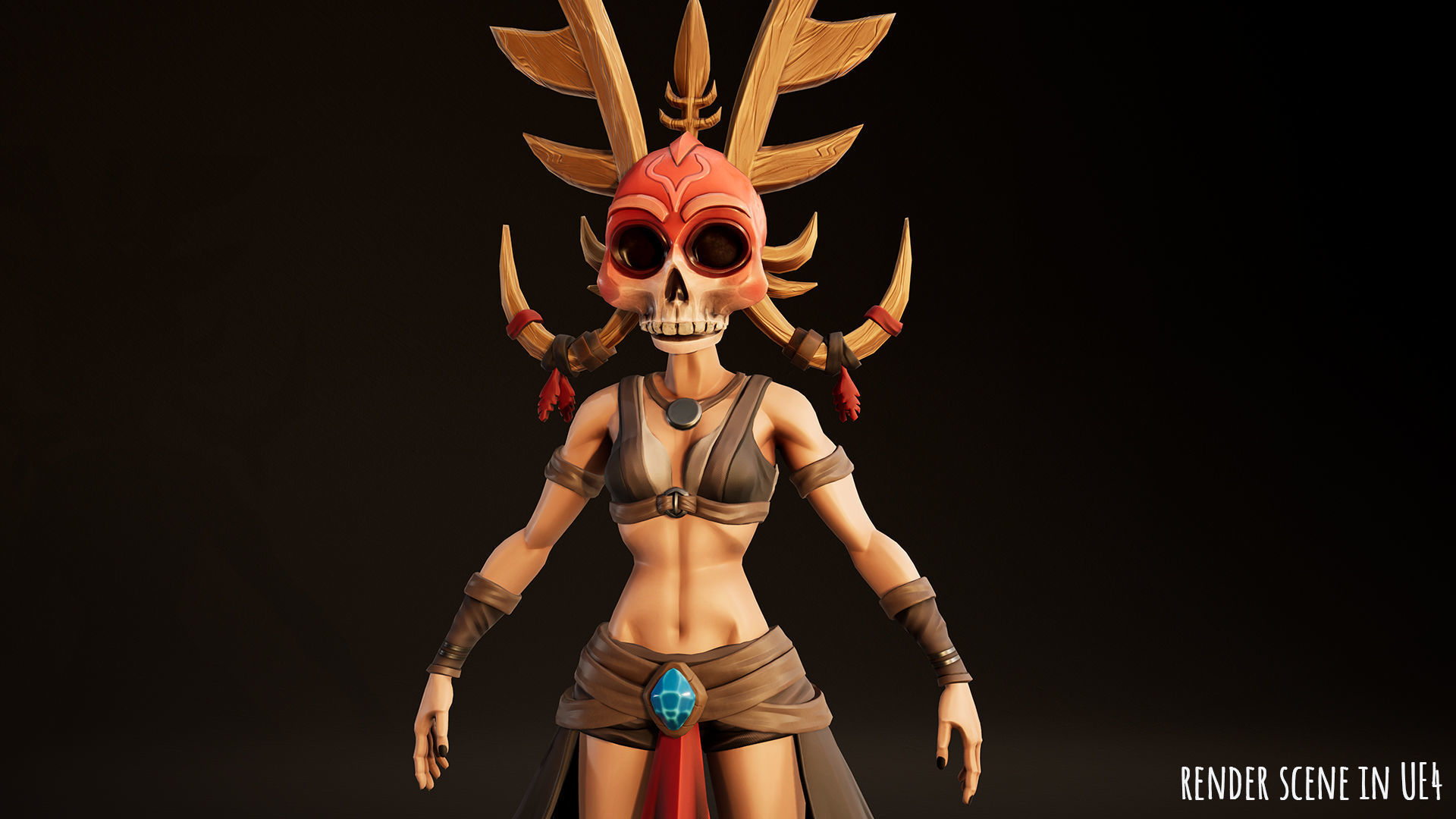 Stylized Female Horror 1 Low-poly 3D model_15