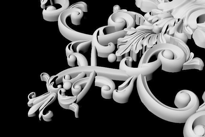 Central decor ornament for furniture 3D model_2