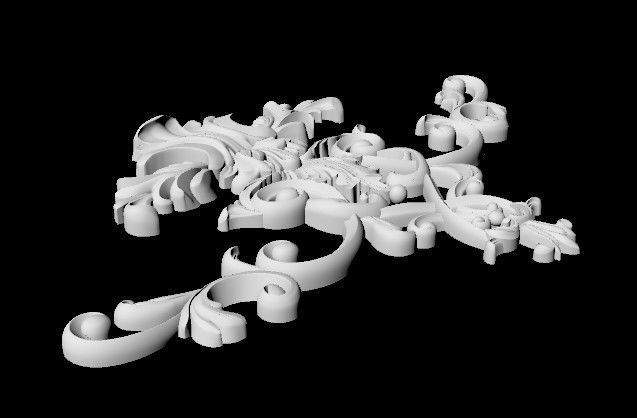 Central decor ornament for furniture 3D model_4