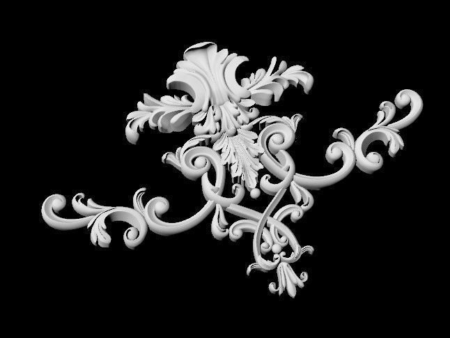 Central decor ornament for furniture 3D model_3
