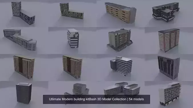 Utlimate Modern building kitBash 3D Model Collection 