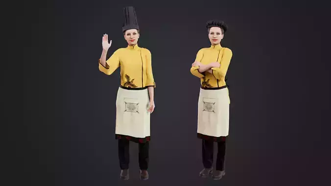 Female Chef Rigged Low-poly 3D model