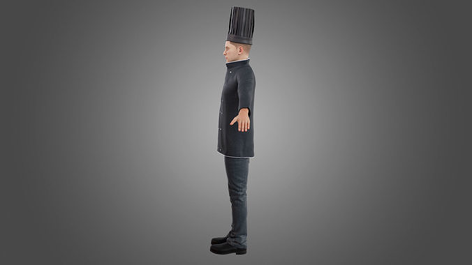 Male Chef Rigged Low-poly 3D model 4