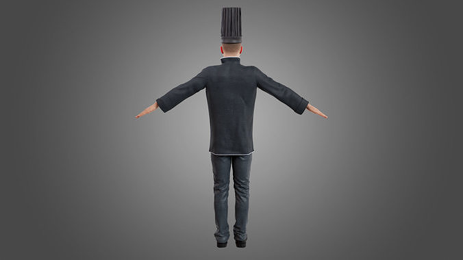 Male Chef Rigged Low-poly 3D model 6