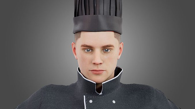 Male Chef Rigged Low-poly 3D model 7