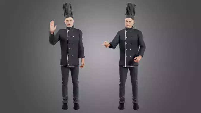 Male Chef Rigged Low-poly 3D model