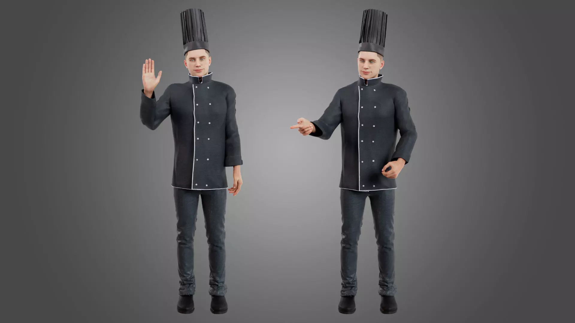 Male Chef Rigged Low-poly 3D model_0