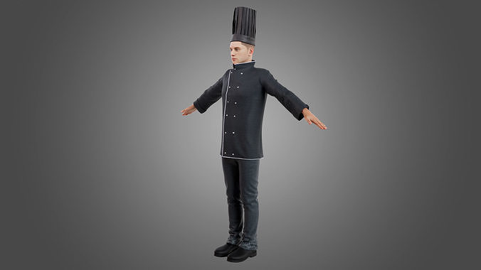 Male Chef Rigged Low-poly 3D model 3