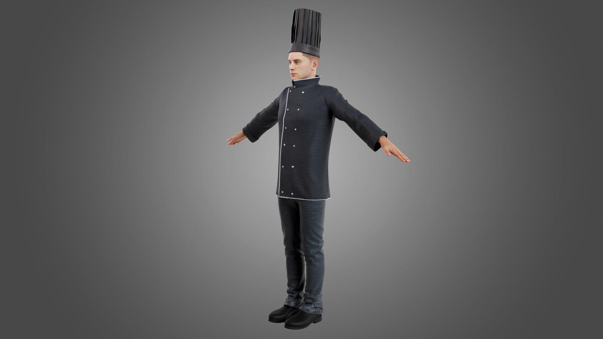 Male Chef Rigged Low-poly 3D model_2