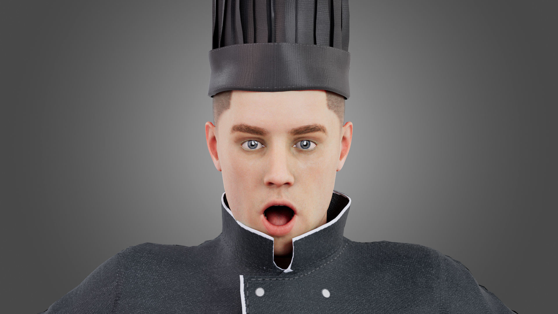 Male Chef Rigged Low-poly 3D model_9