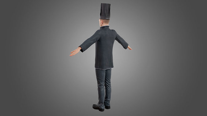 Male Chef Rigged Low-poly 3D model 5
