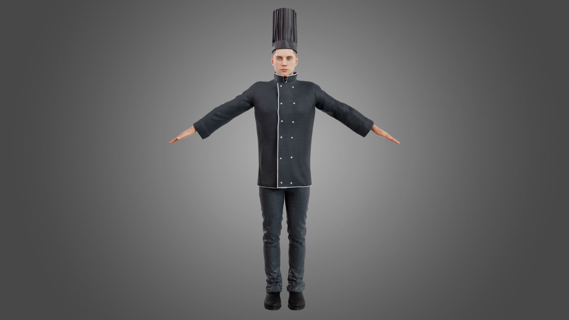 Male Chef Rigged Low-poly 3D model_1