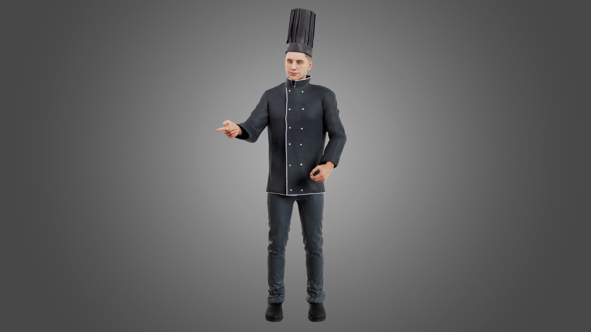 Male Chef Rigged Low-poly 3D model_16