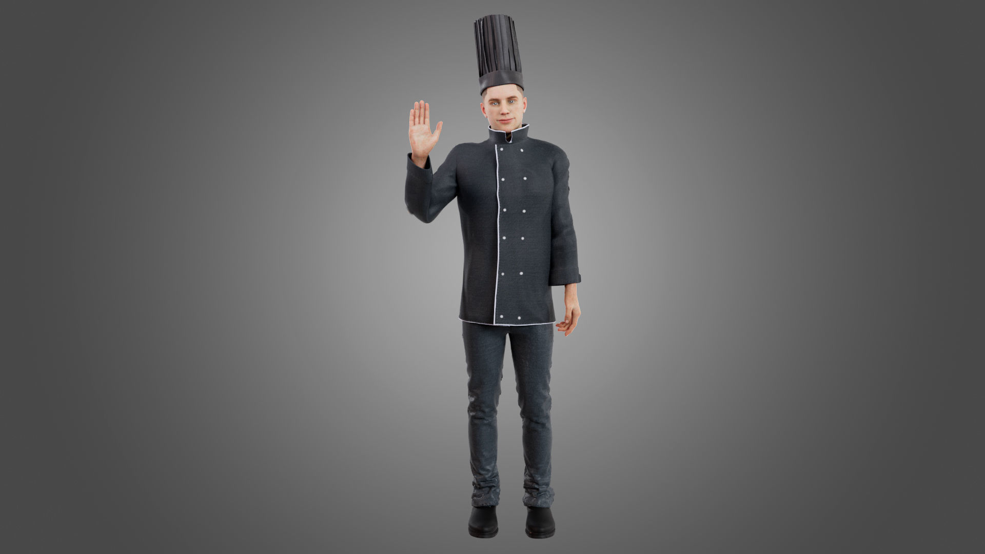 Male Chef Rigged Low-poly 3D model_15