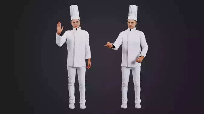 Male Chef Rigged Low-poly 3D model