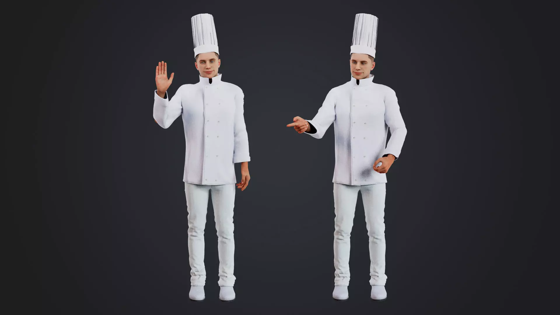 Male Chef Rigged Low-poly 3D model_0