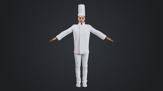 Male Chef Rigged Low-poly 3D model 2