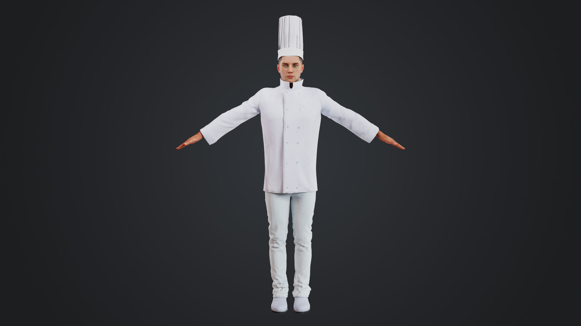 Male Chef Rigged Low-poly 3D model_1