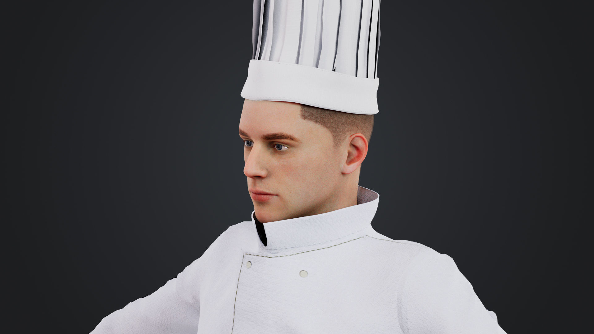 Male Chef Rigged Low-poly 3D model_11