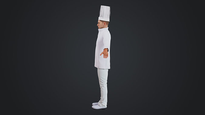 Male Chef Rigged Low-poly 3D model 4