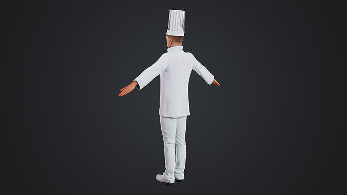 Male Chef Rigged Low-poly 3D model 5