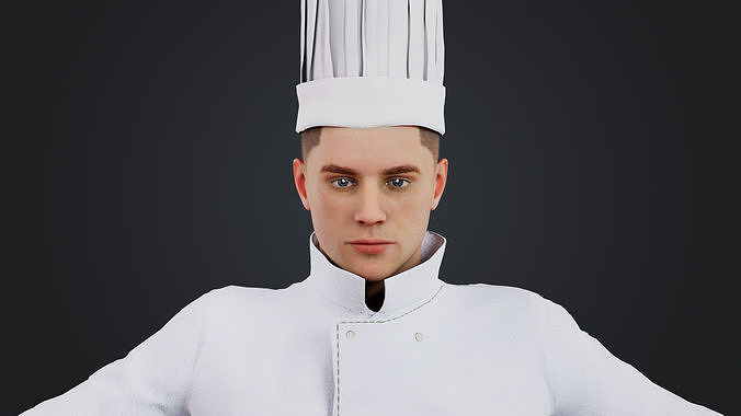 Male Chef Rigged Low-poly 3D model 7