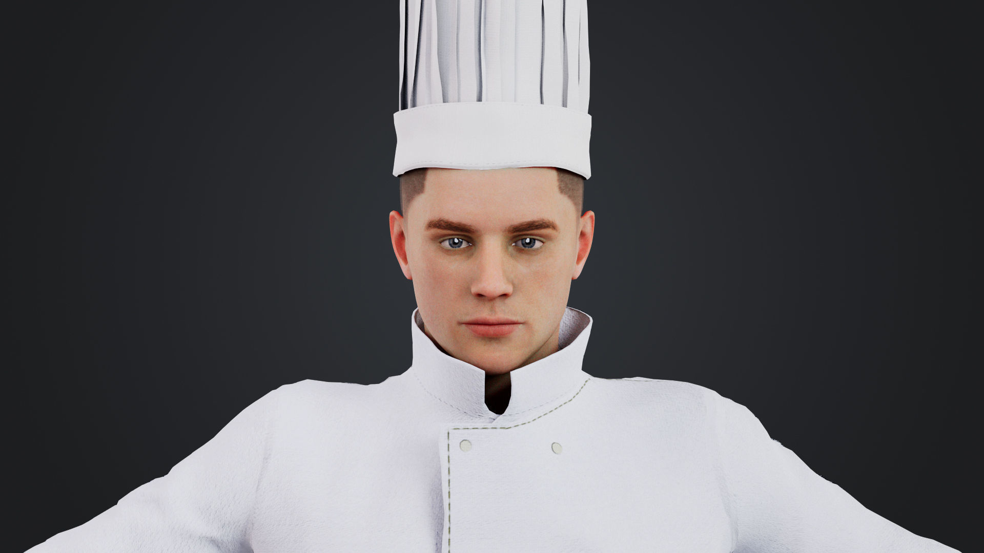 Male Chef Rigged Low-poly 3D model_6