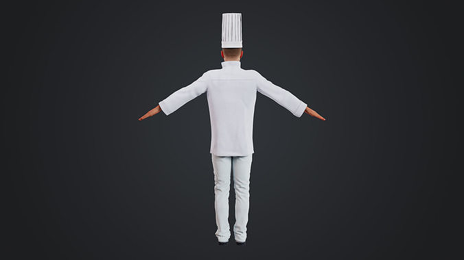 Male Chef Rigged Low-poly 3D model 6