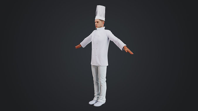 Male Chef Rigged Low-poly 3D model 3