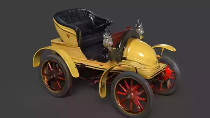 Yellow Vintage buggy  car figure 