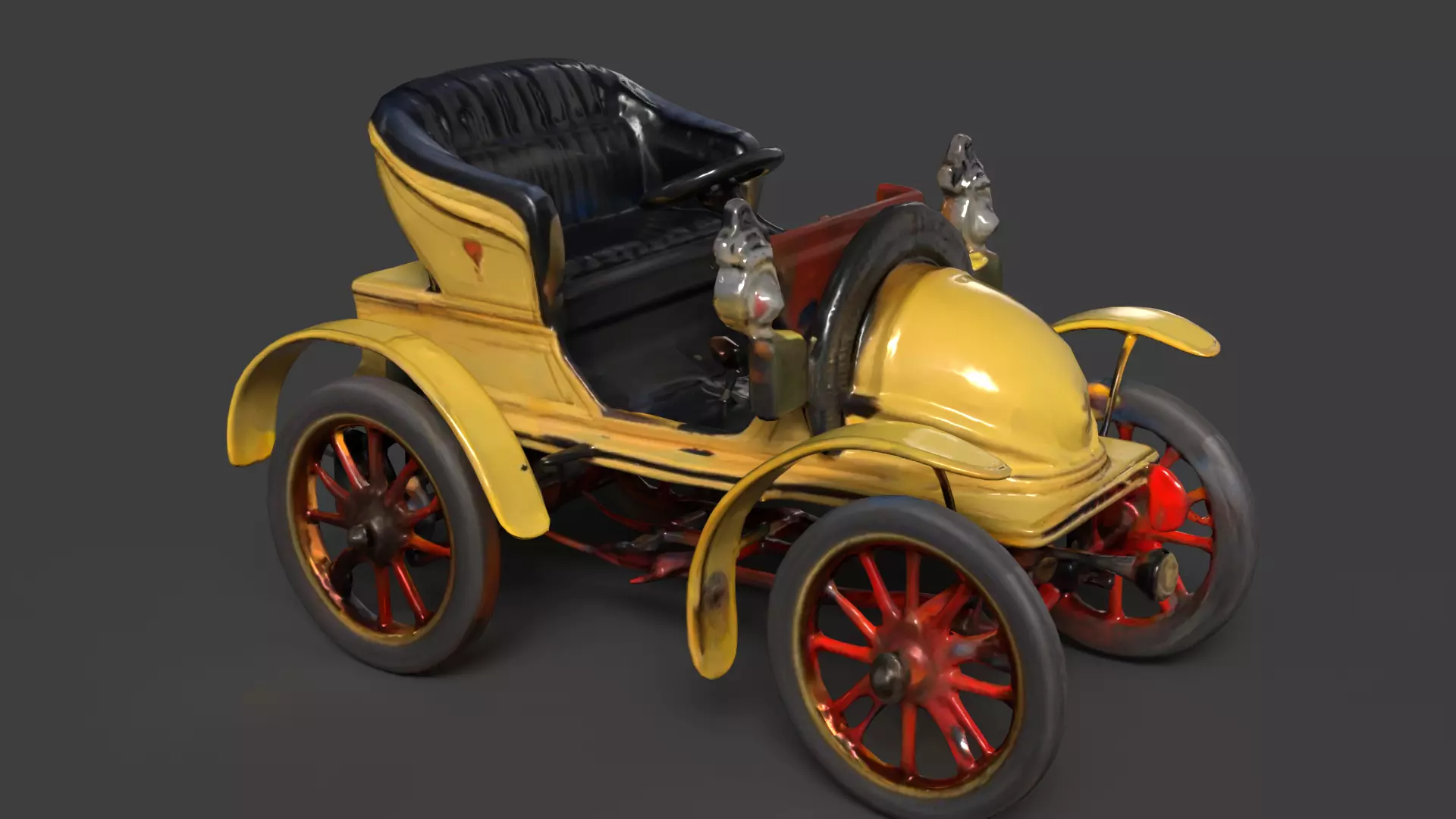 Yellow Vintage buggy car figure Low-poly 3D model