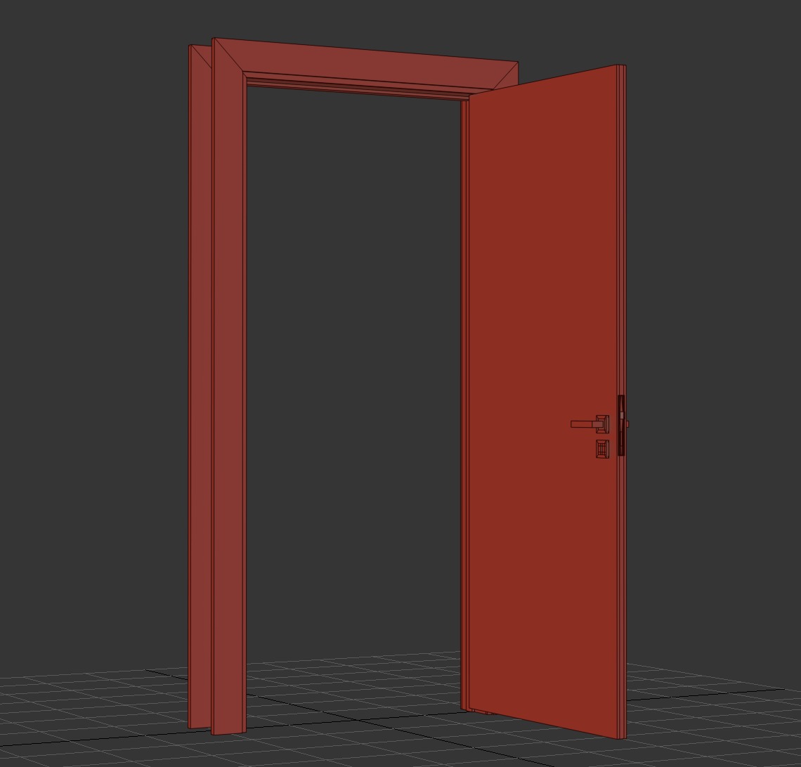 01 02 White Door Low-poly 3D model_4