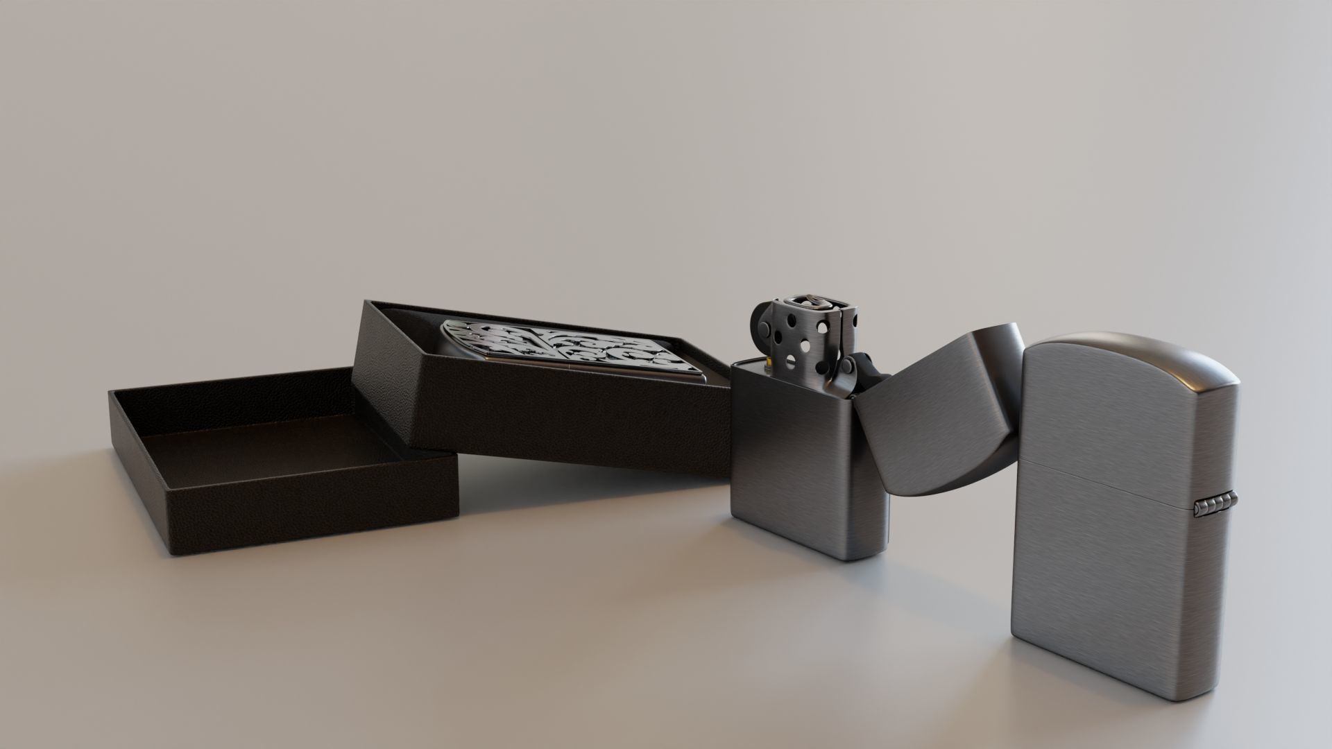 Zippo Lighter with Floral Design 3D model_6