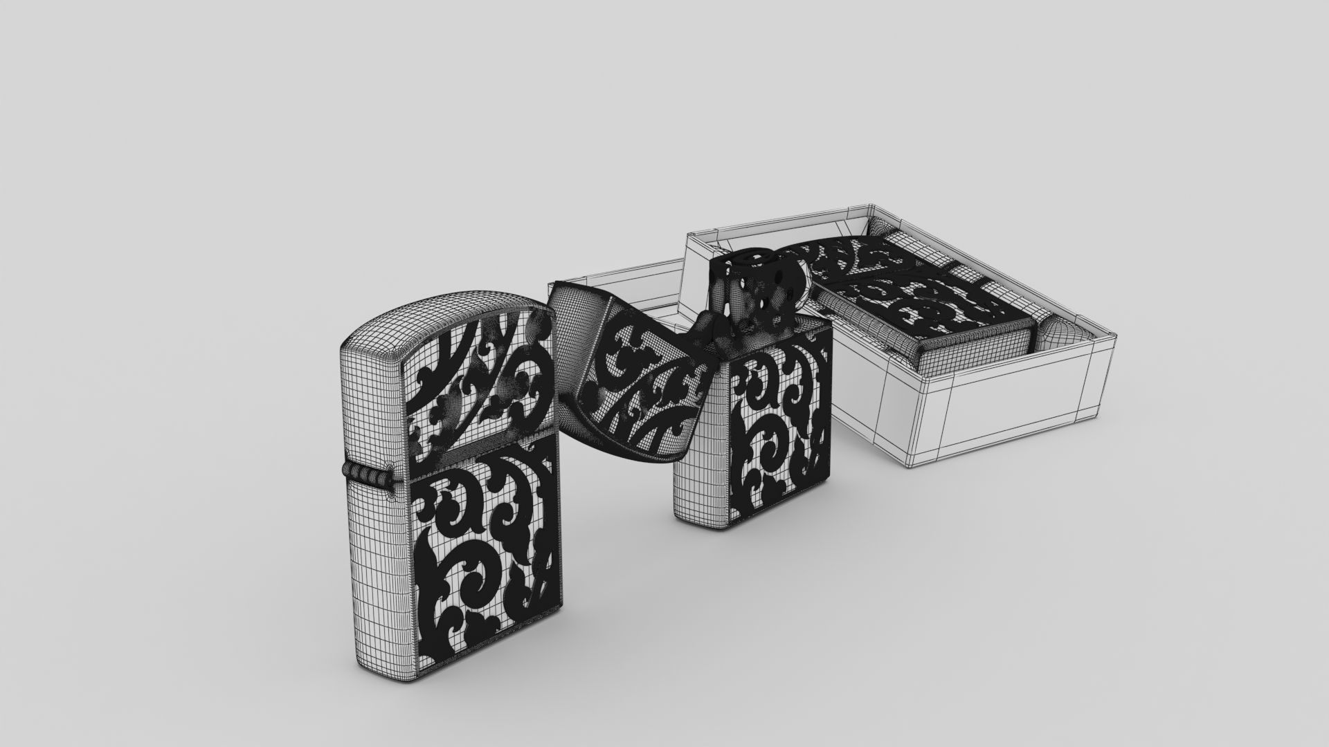 Zippo Lighter with Floral Design 3D model_9