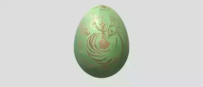 Green Egg With Golden Inlays by Tripo Free low-poly 3D model