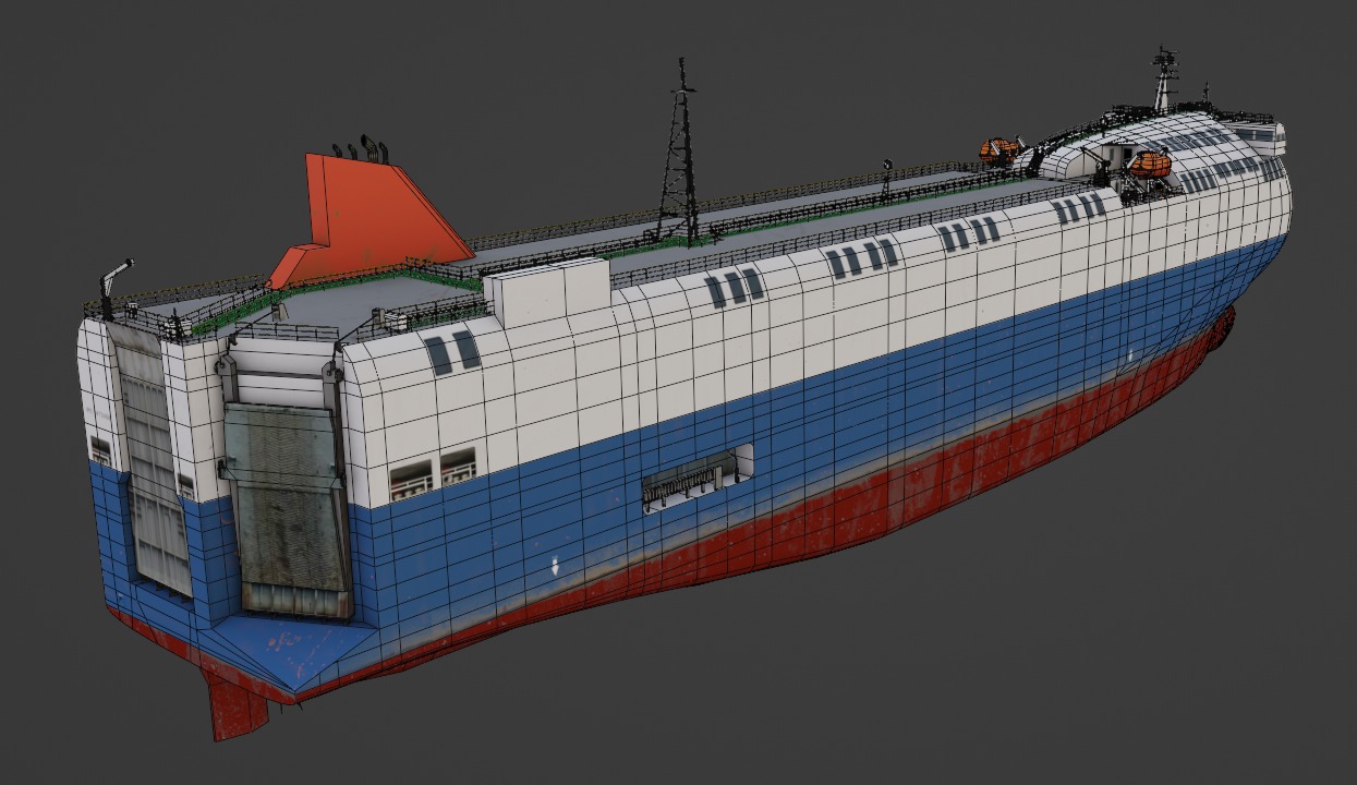 SSS bowed car carrier 3D model  Low-poly 3D model_10