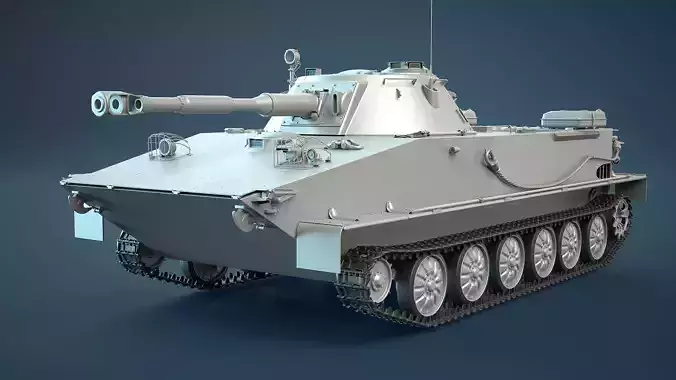PT-76B Tank High-Poly