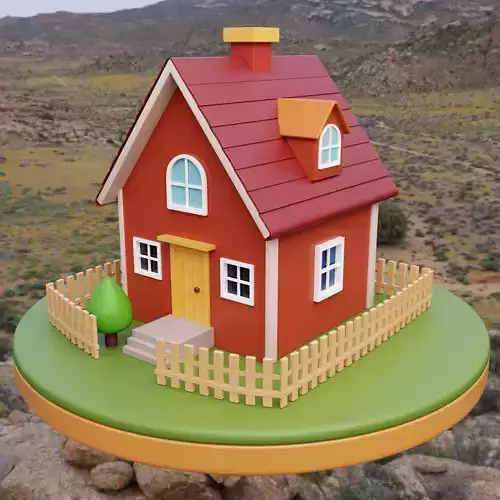 Simple Low-Poly 3D House Exterior Model