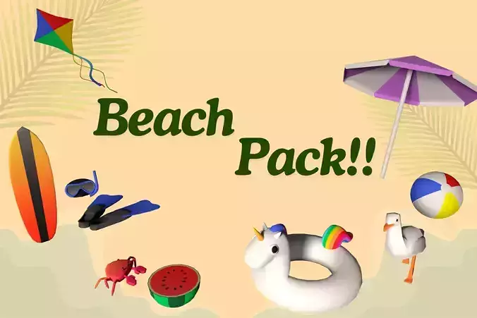 Beach Pack  Low-poly 3D model