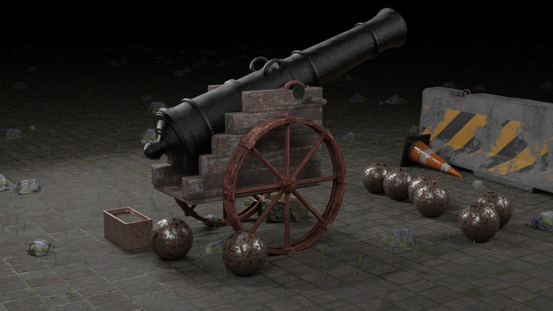 A 3D Cannon Gun Low-poly 3D model_1
