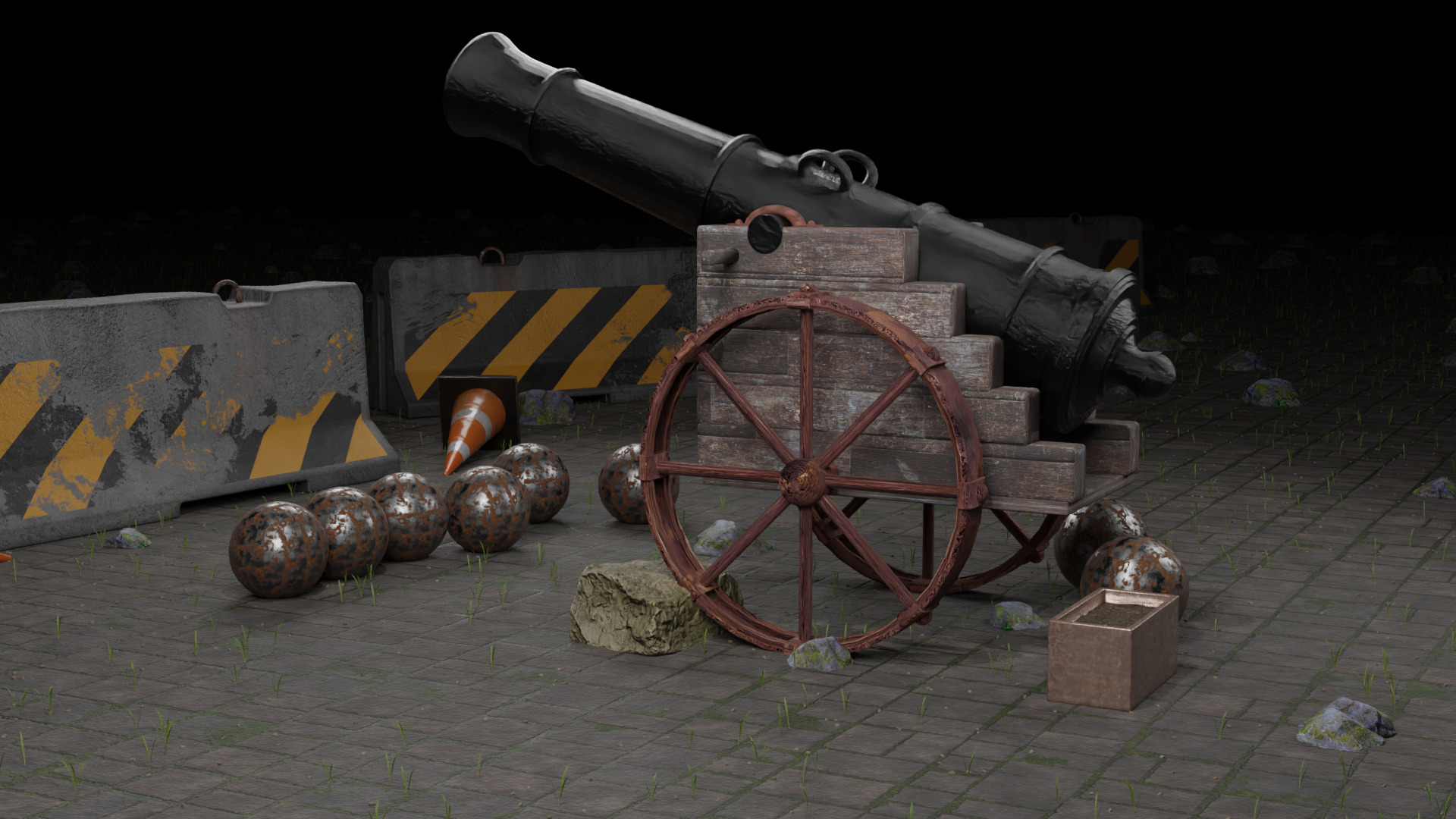 A 3D Cannon Gun Low-poly 3D model_2