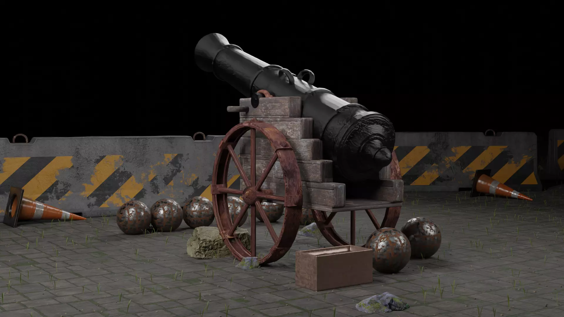 A 3D Cannon Gun Low-poly 3D model_0
